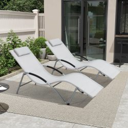 Curved Design Outdoor Lounge Chair (Set of 2)